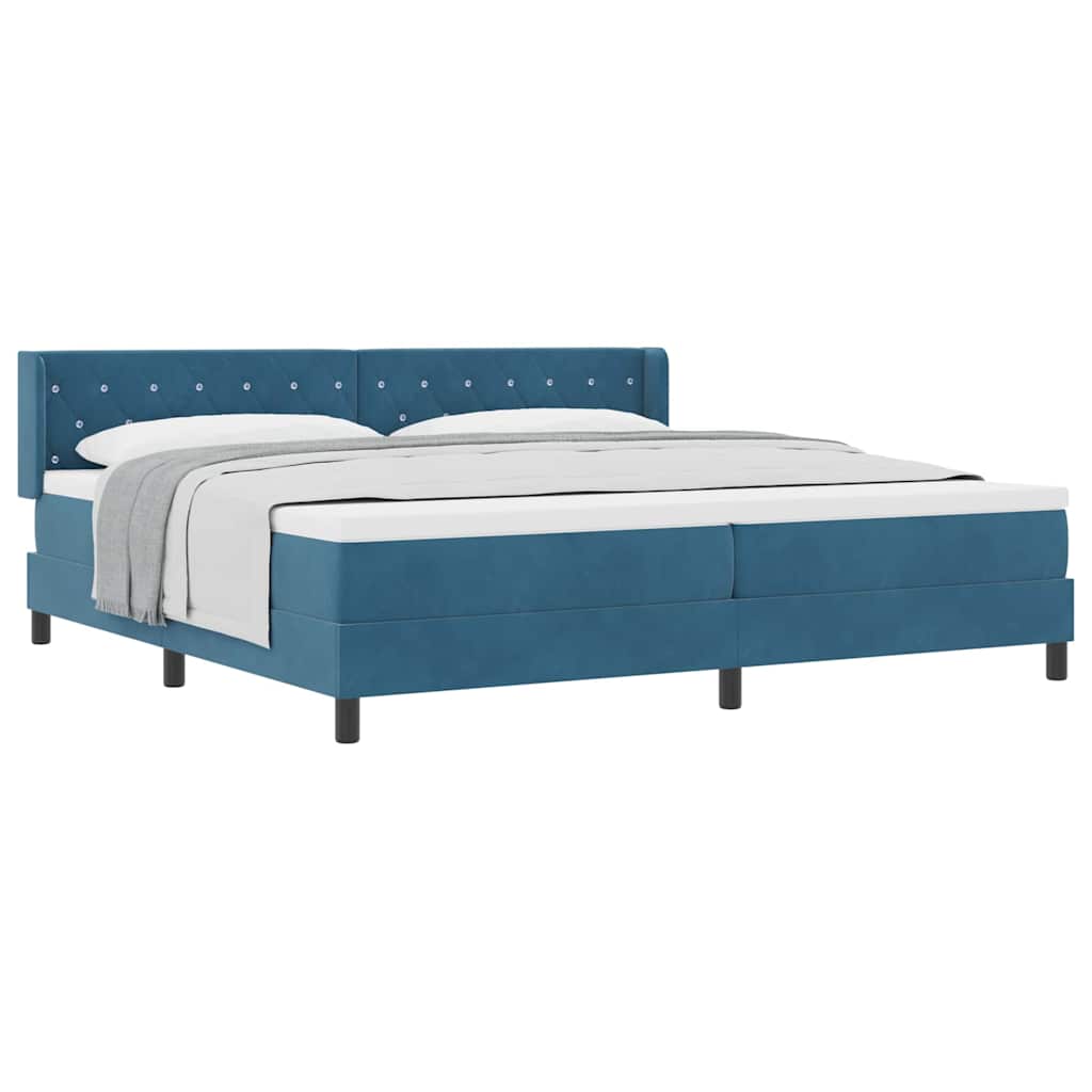Lit à ressorts avec matelas noir 100x200 cm en velours