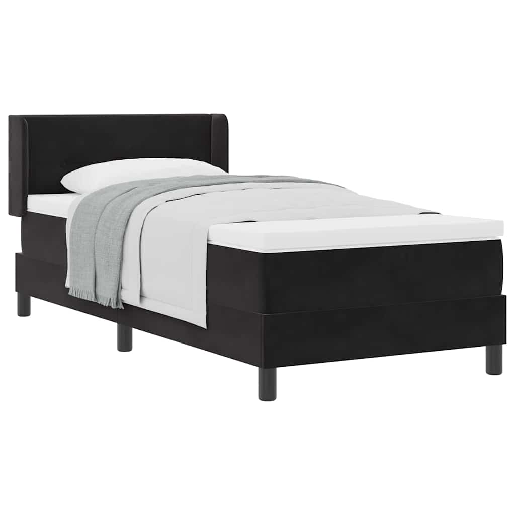 Lit à ressorts avec matelas noir 100x200 cm en velours Noir - XIOS
