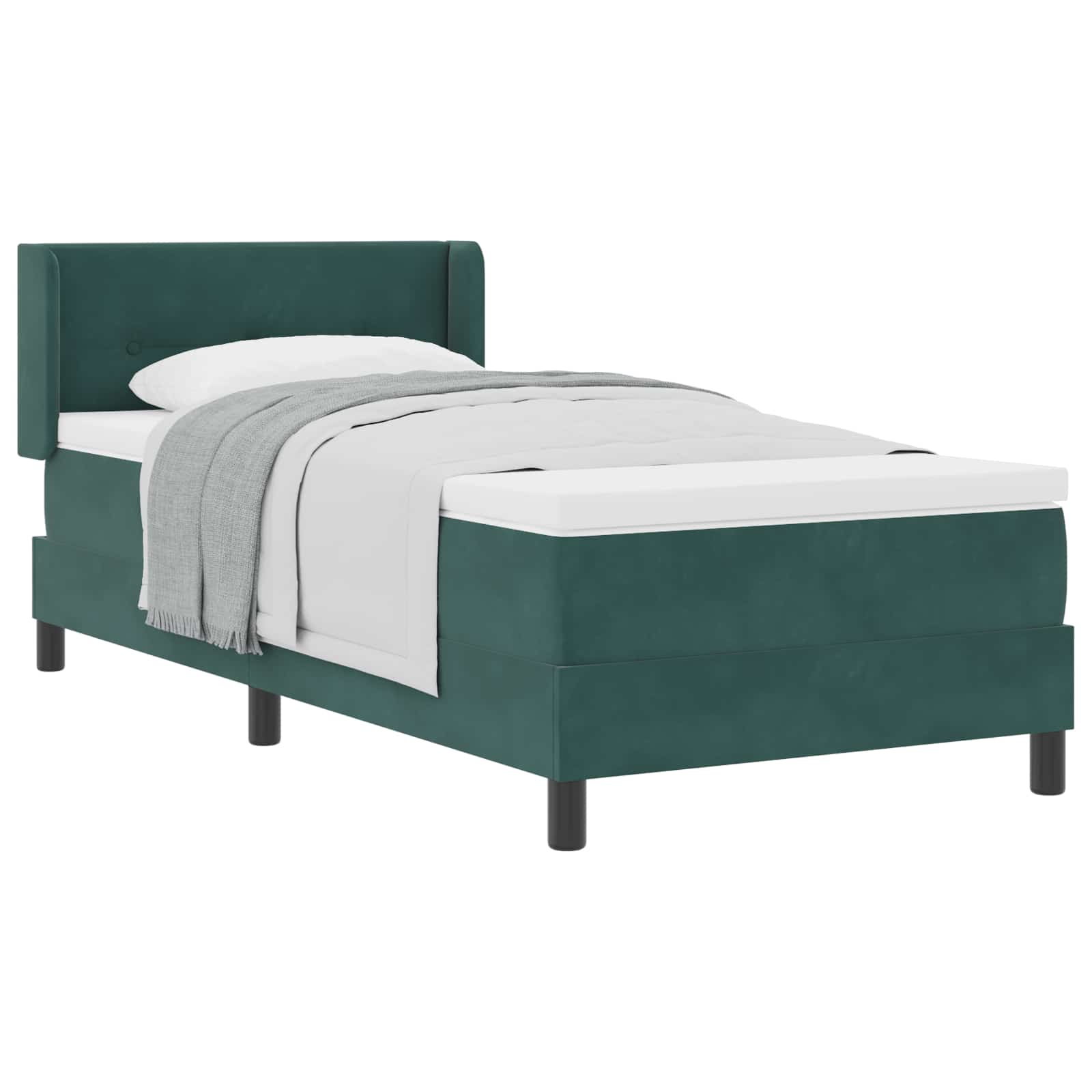 Lit à ressorts avec tête de lit Vert foncé 200 x 80 cm Velours - XIOS