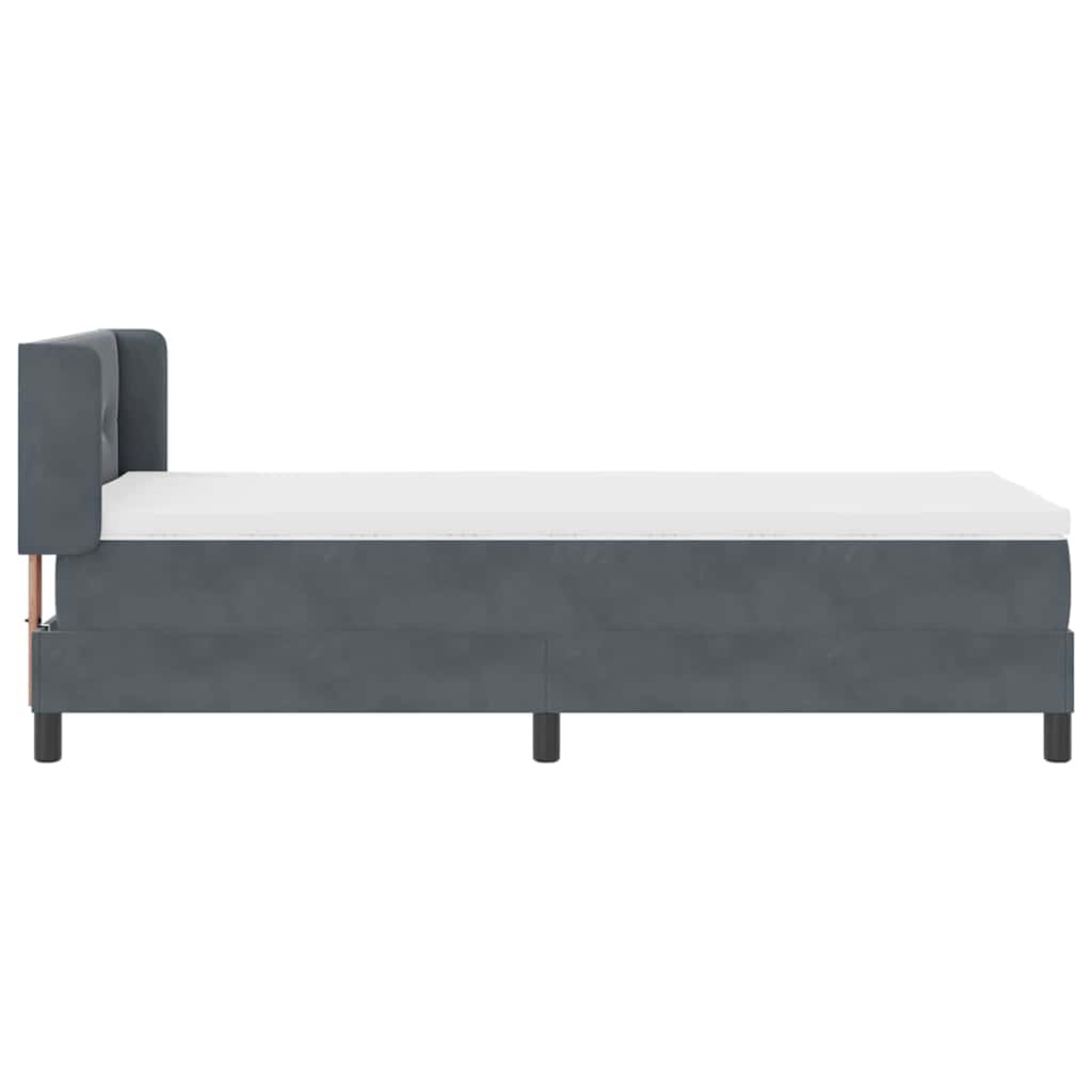 Lit à ressorts avec tête de lit Gris foncé 200 x 90 cm Velours - XIOS