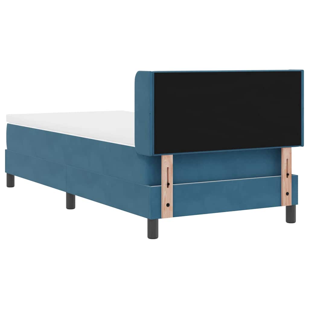 Lit à ressorts avec tête de lit Bleu foncé 200 x 100 cm Velours