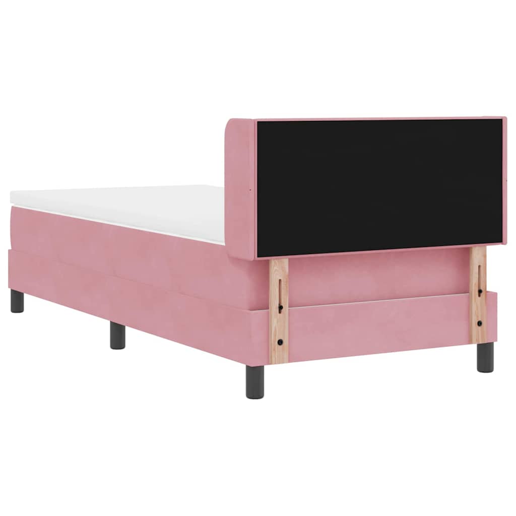 Lit à ressorts avec tête de lit Rose 200 x 100 cm Velours