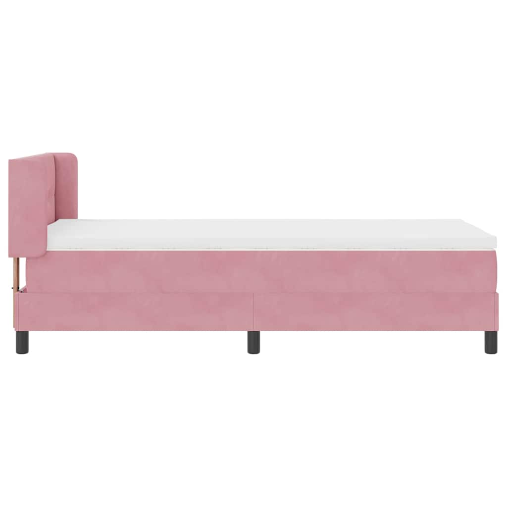 Lit à ressorts avec tête de lit Rose 200 x 100 cm Velours
