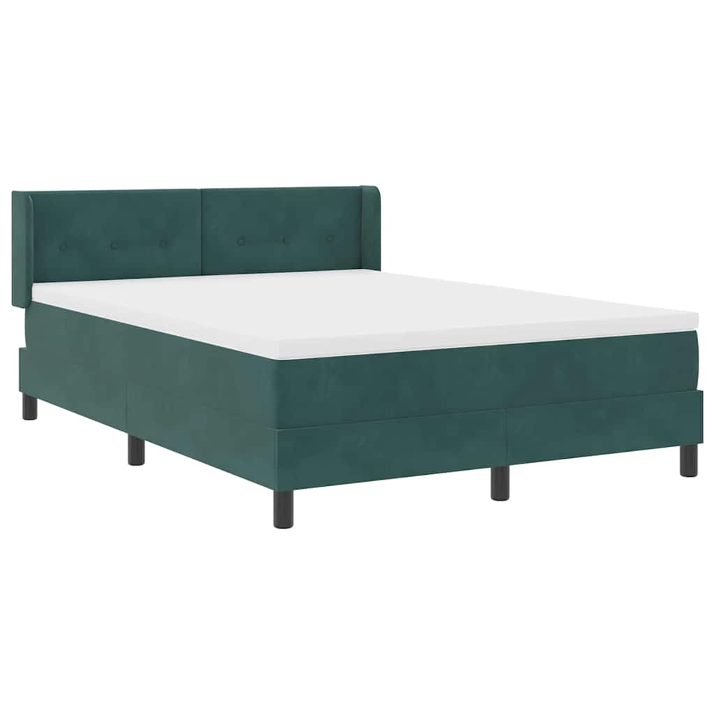 Lit à ressorts avec tête de lit Vert foncé 190 x 140 cm Velours - XIOS