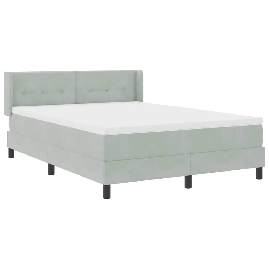 Lit à ressorts avec tête de lit Gris clair 200 x 140 cm Velours - XIOS