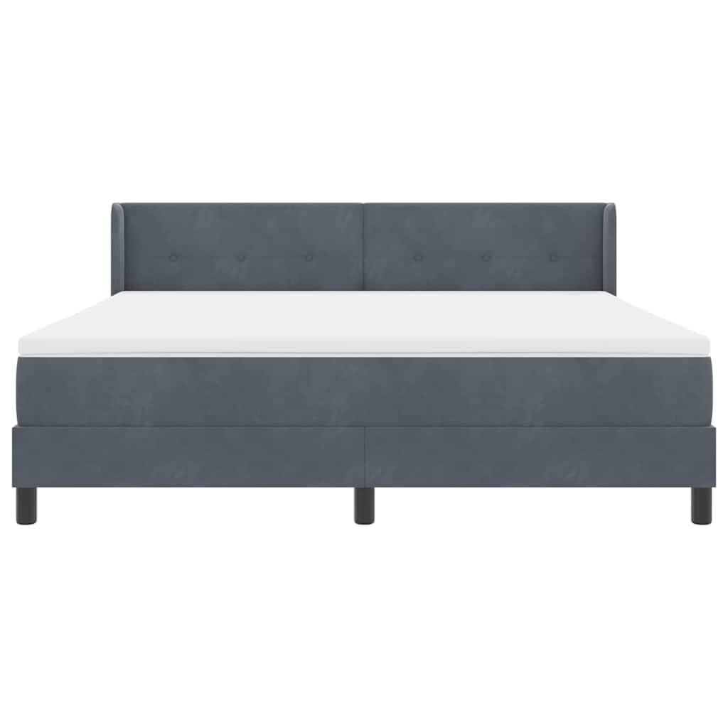Lit à ressorts avec tête de lit Gris foncé 200 x 180 cm Velours - XIOS