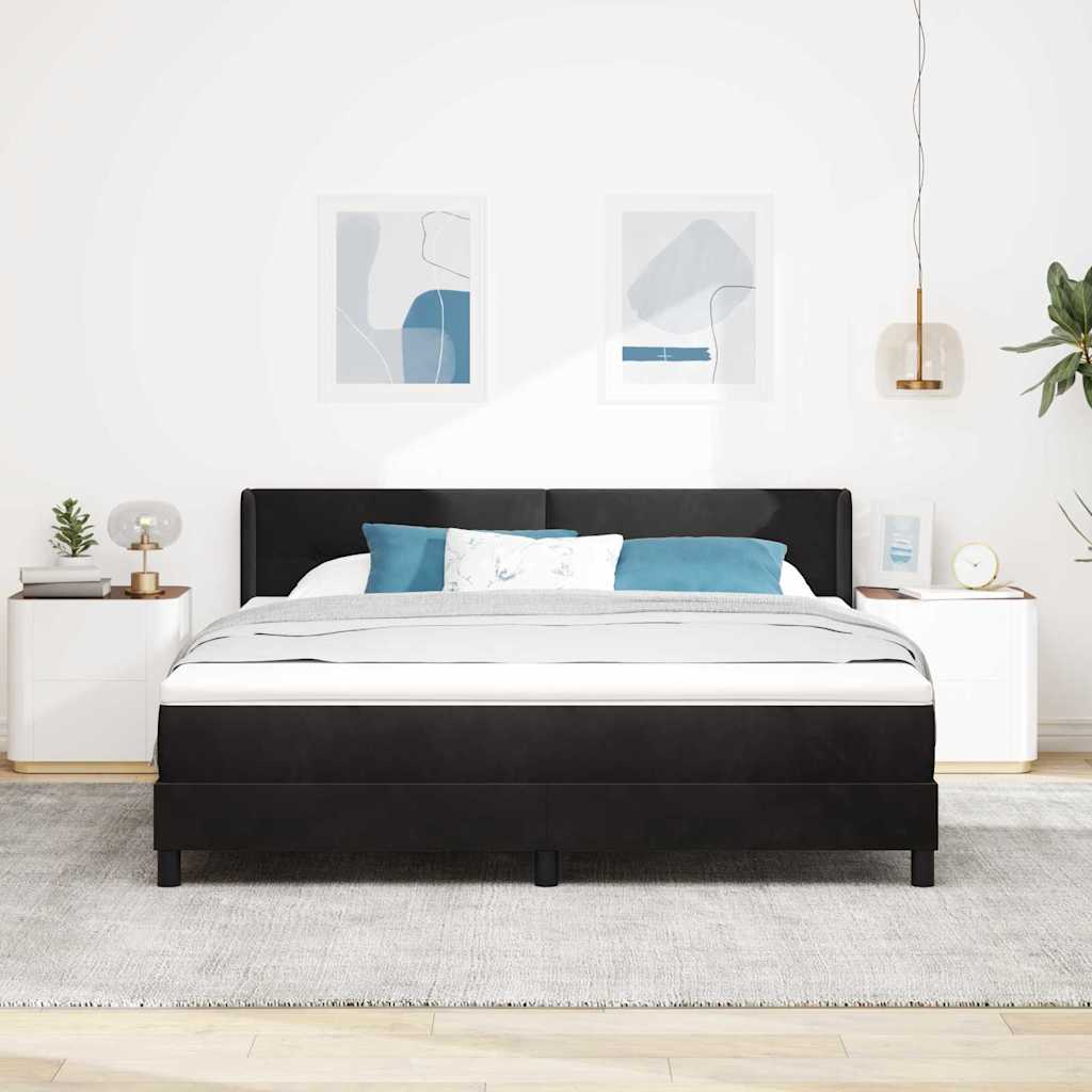 Lit à ressorts avec matelas Noir 200 x 180 cm Polyester - XIOS