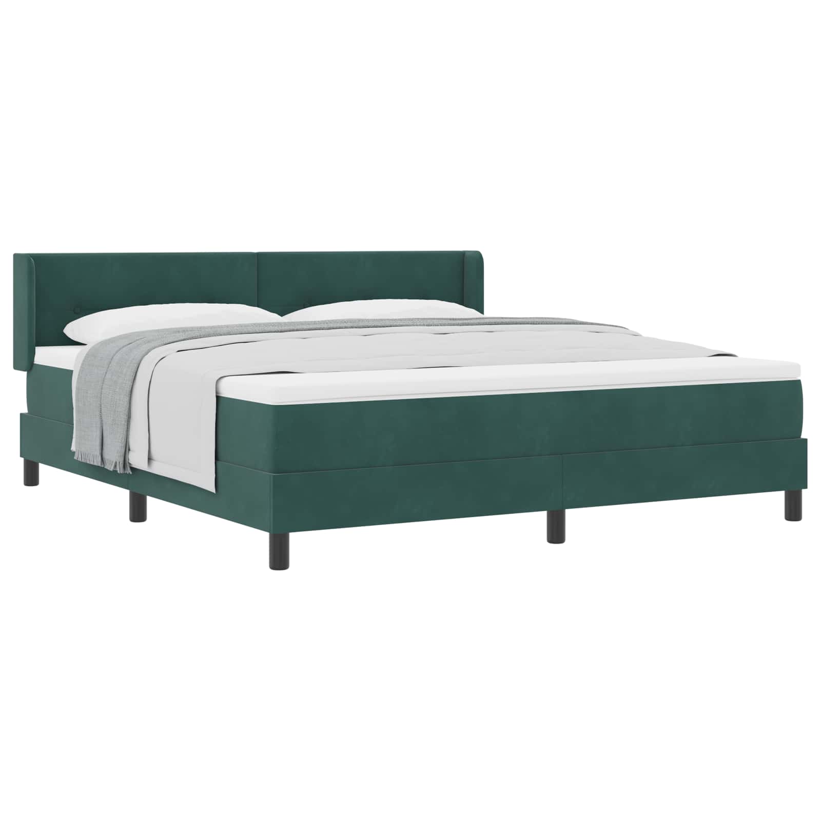 Lit à ressorts avec tête de lit Vert foncé 200 x 180 cm Velours - XIOS