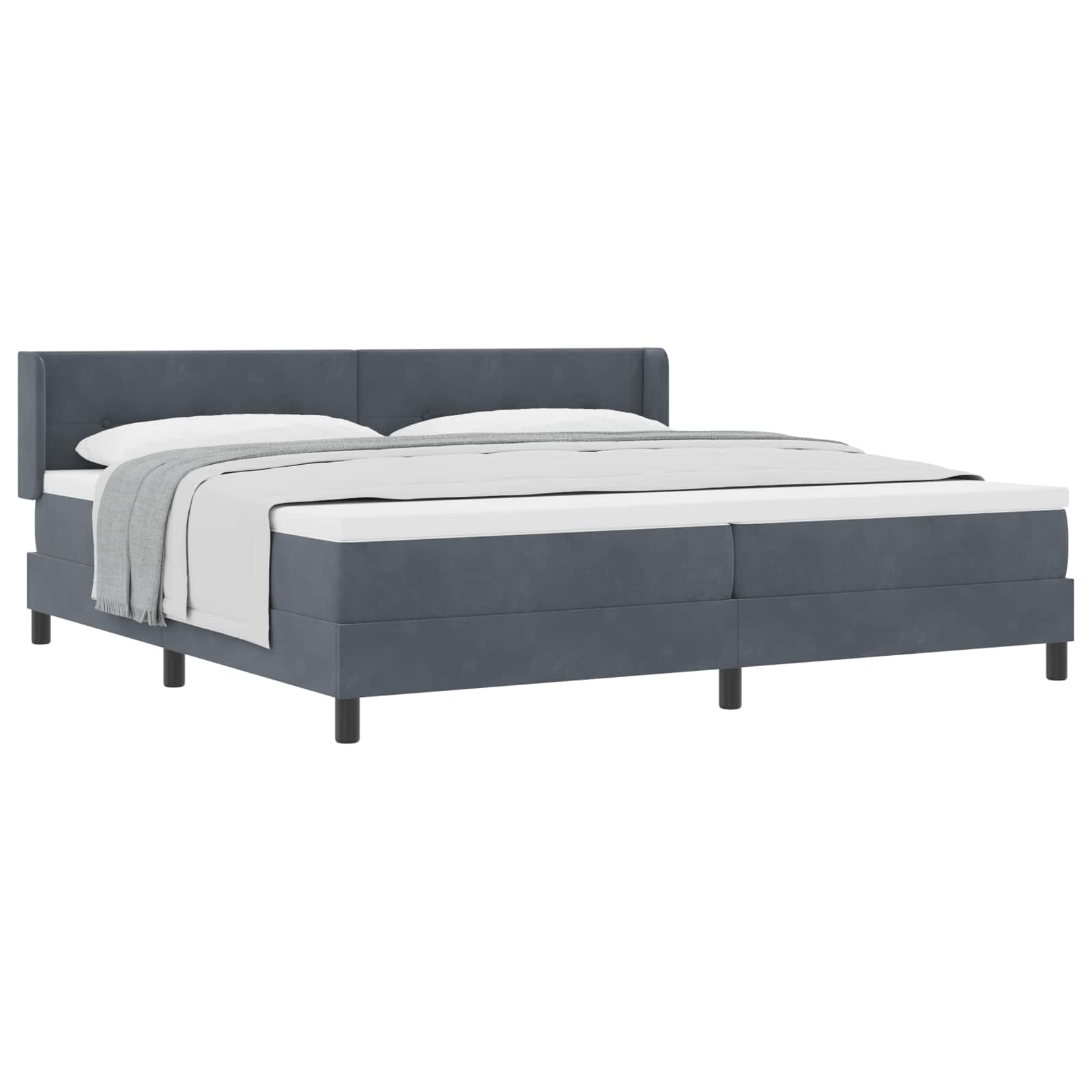 Lit à ressorts avec matelas Gris foncé 200 x 200 cm Polyester - XIOS