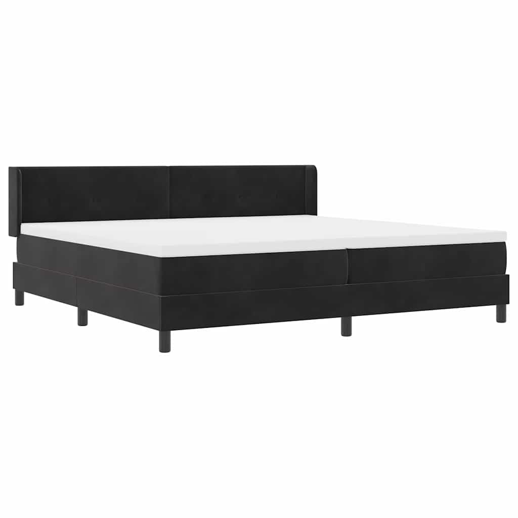 Lit à ressorts avec matelas noir 100x200 cm en velours Noir