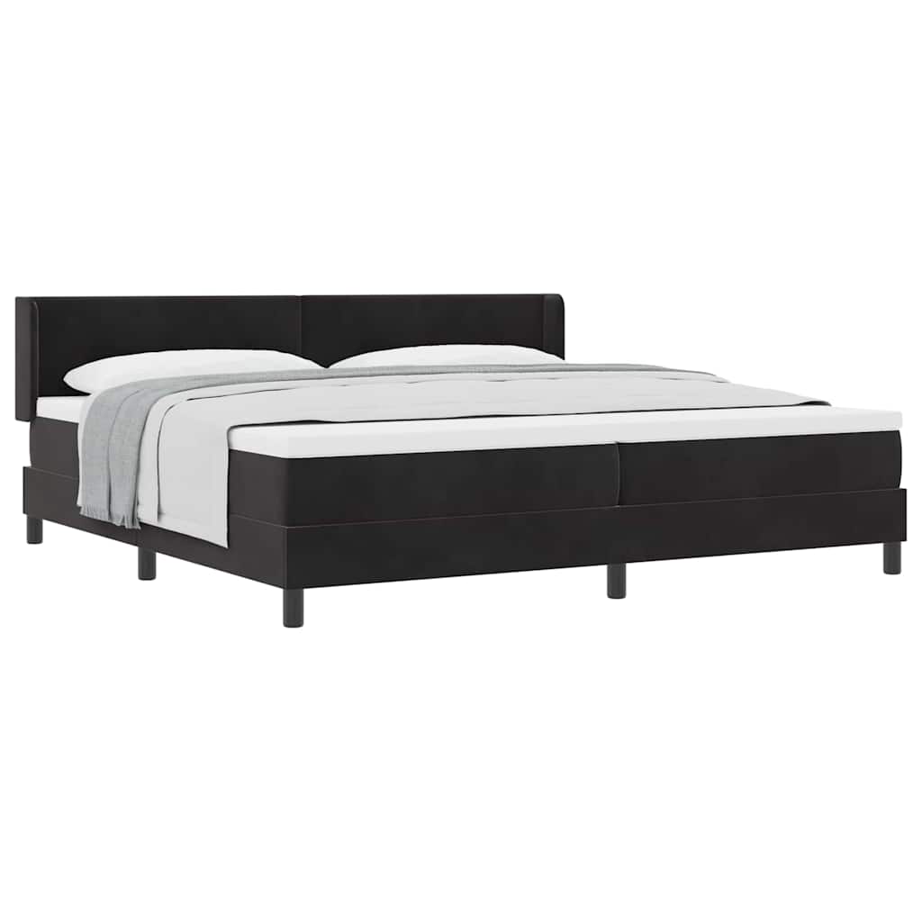 Lit à ressorts avec matelas noir 100x200 cm en velours Noir