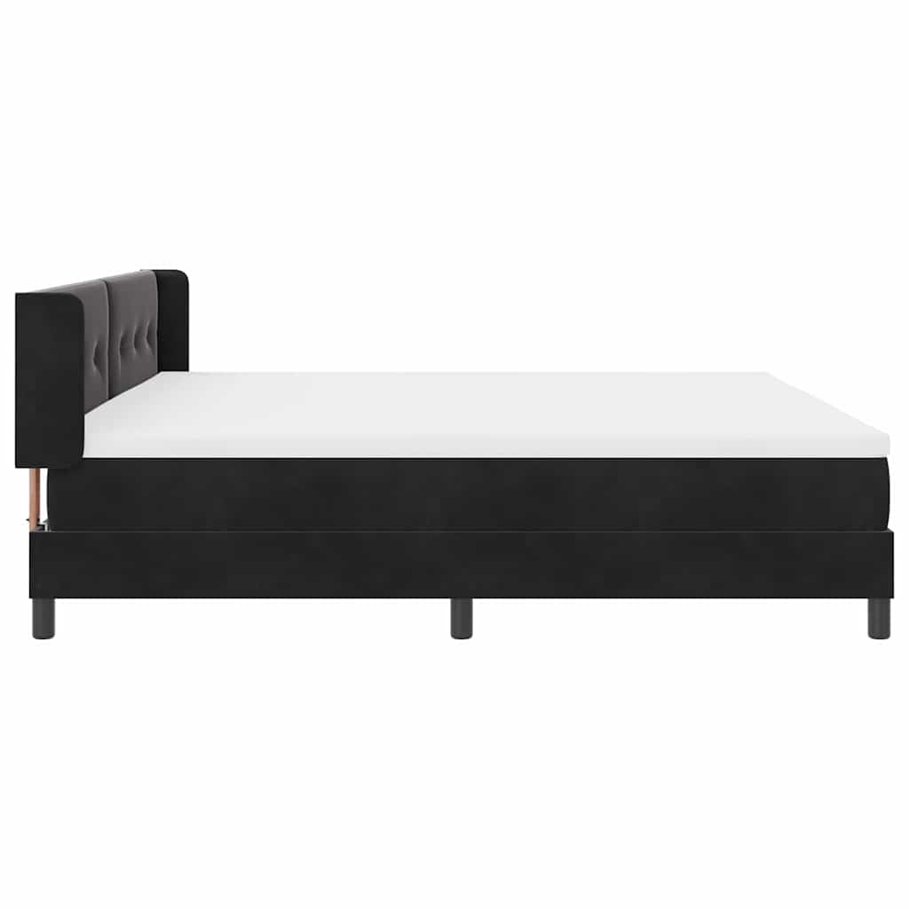 Lit à ressorts avec matelas noir 100x200 cm en velours Noir