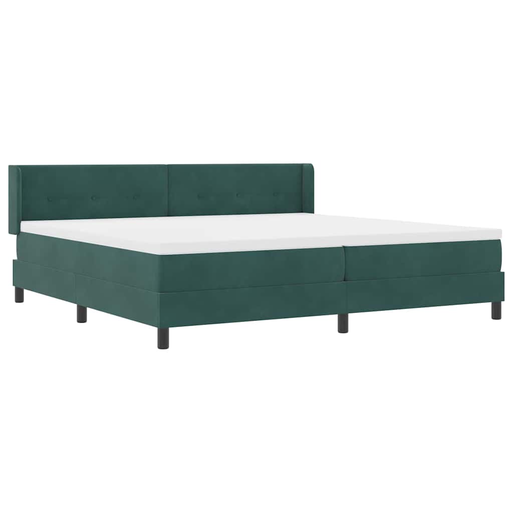 Lit à ressorts avec tête de lit Vert foncé 200 x 200 cm Velours