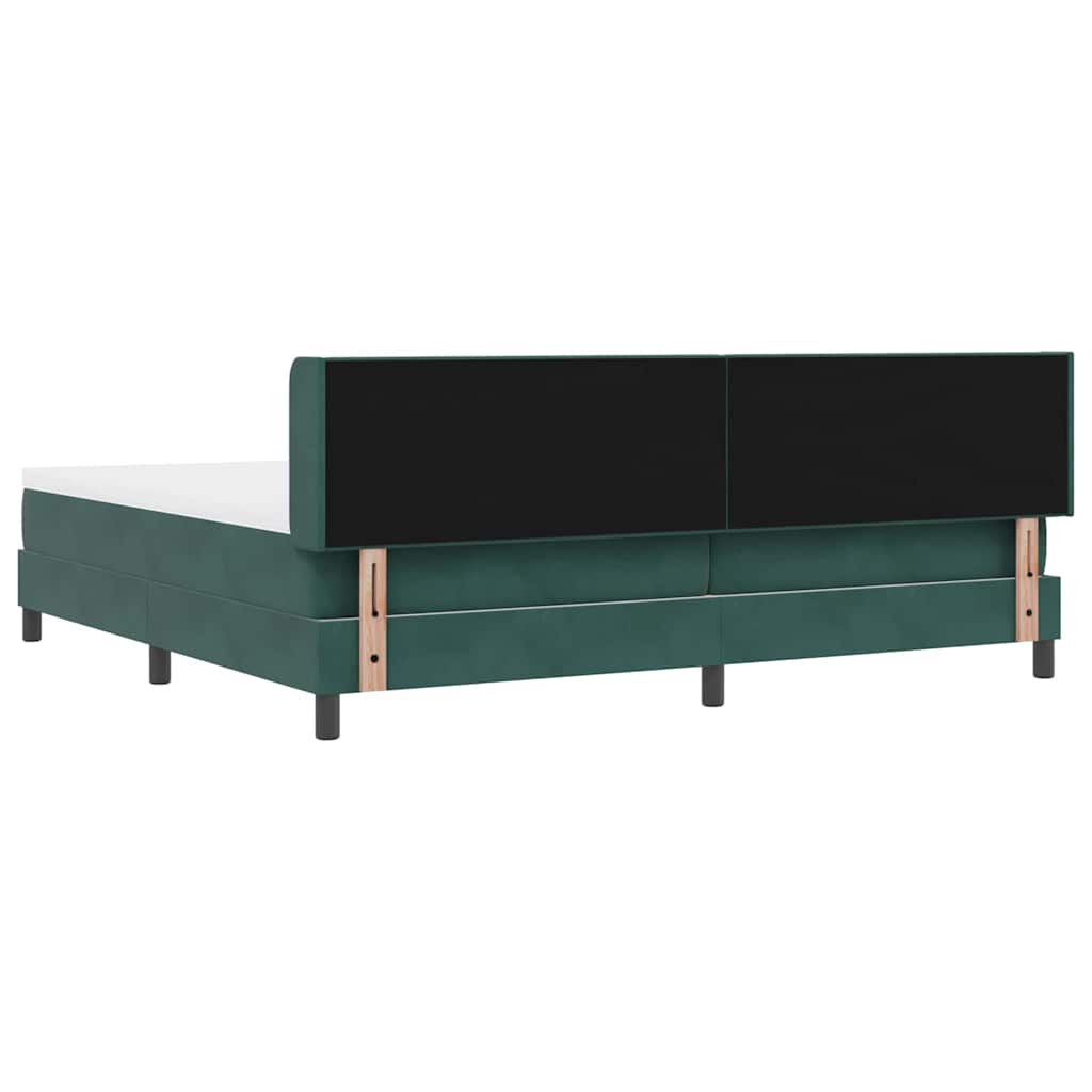 Lit à ressorts avec tête de lit Vert foncé 200 x 200 cm Velours