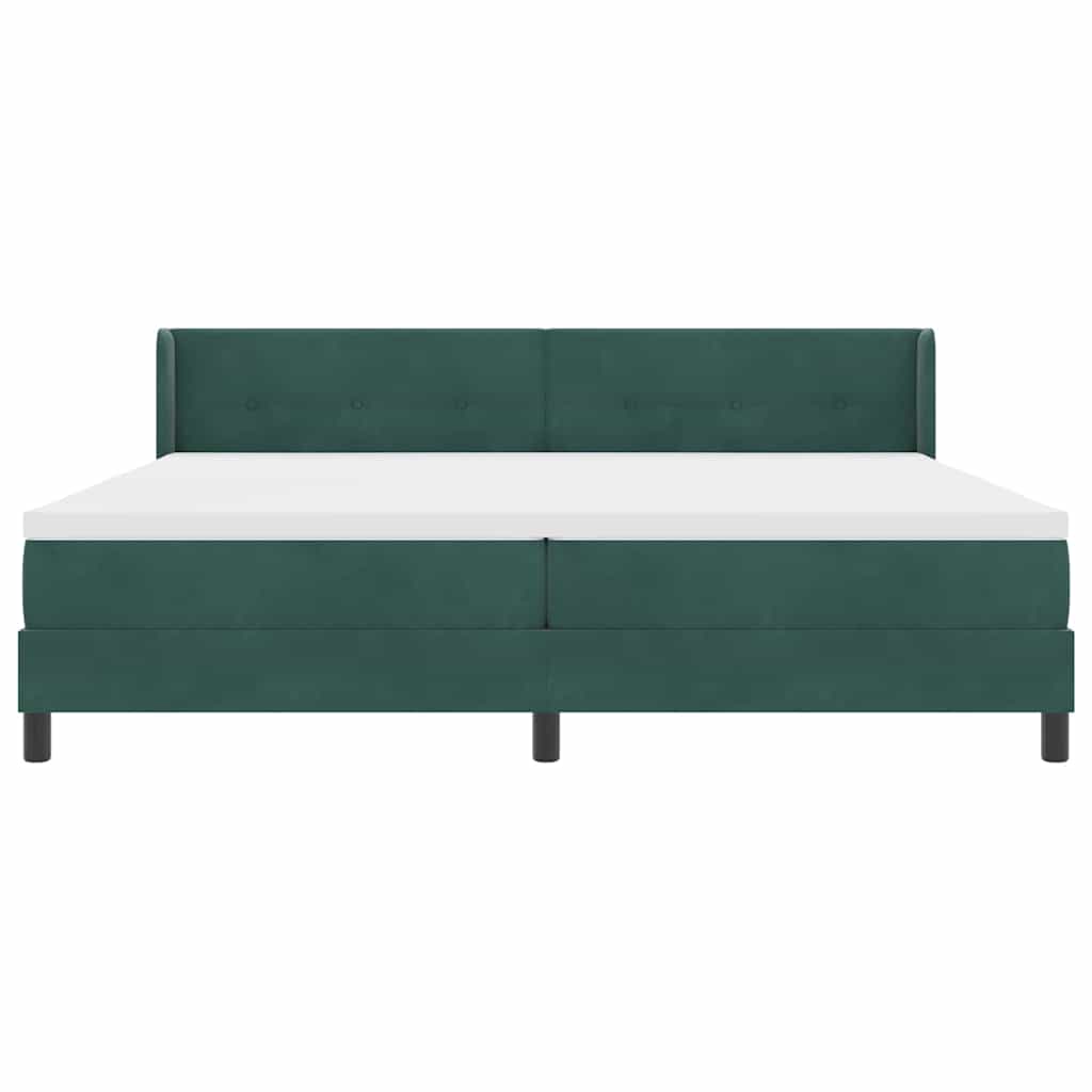 Lit à ressorts avec tête de lit Vert foncé 200 x 200 cm Velours