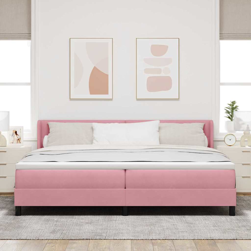 Lit à ressorts avec tête de lit Rose 200 x 200 cm Velours - XIOS
