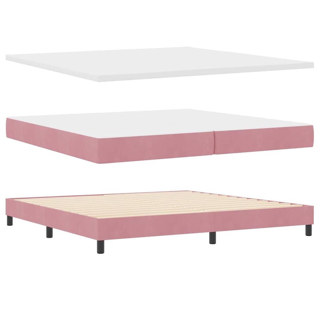 Lit à ressorts avec tête de lit Rose 200 x 200 cm Velours - XIOS