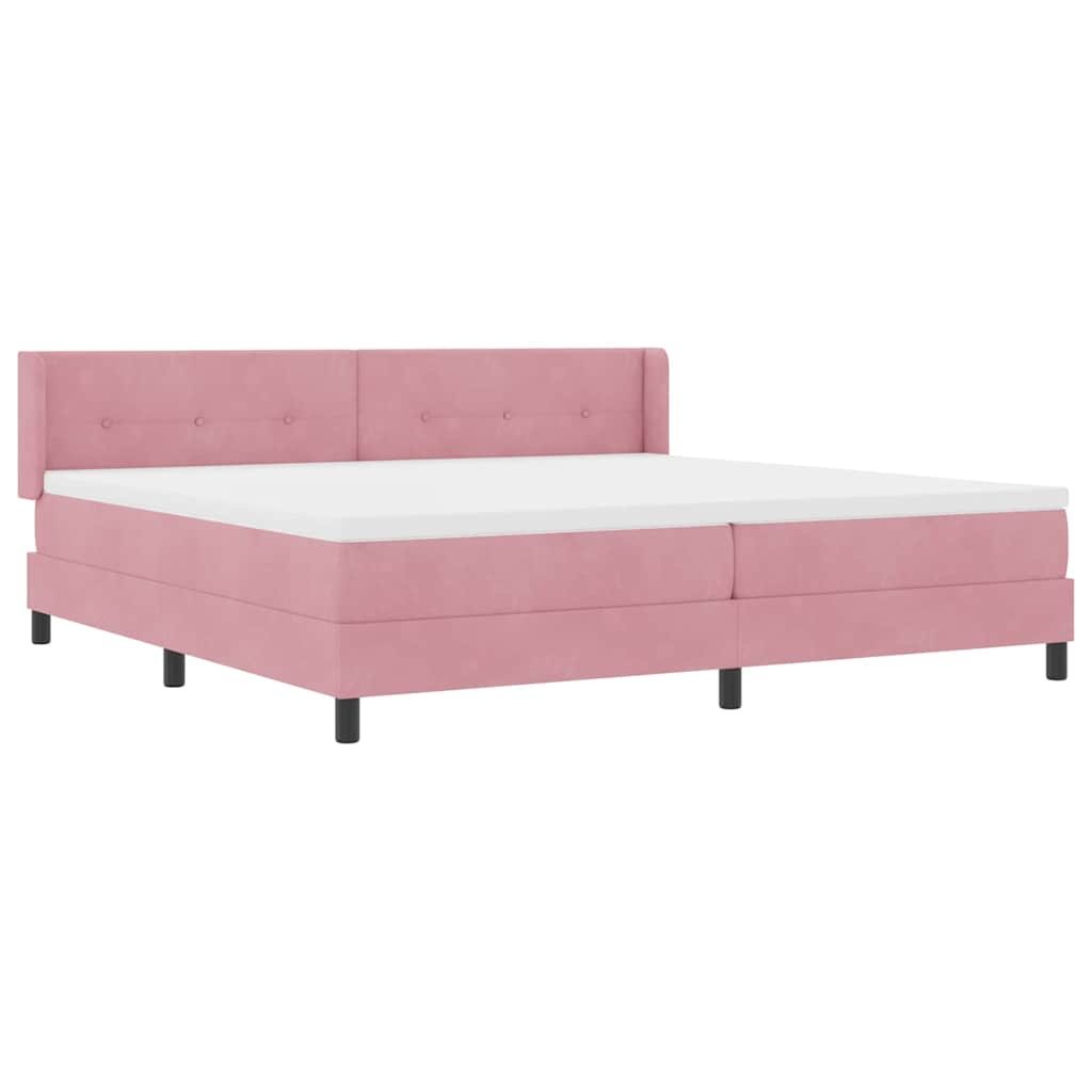 Lit à ressorts avec tête de lit Rose 200 x 200 cm Velours - XIOS