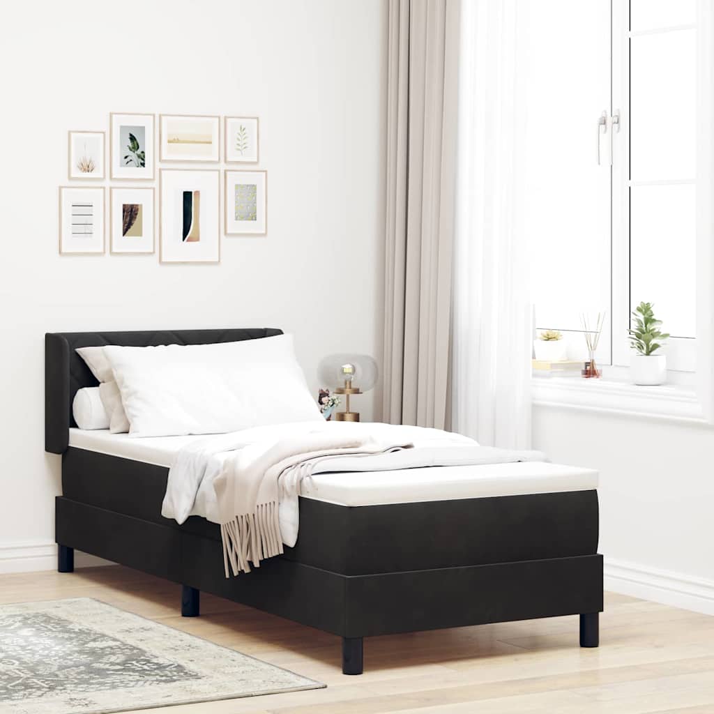 Lit à ressorts avec matelas noir 100x200 cm en velours Noir - XIOS
