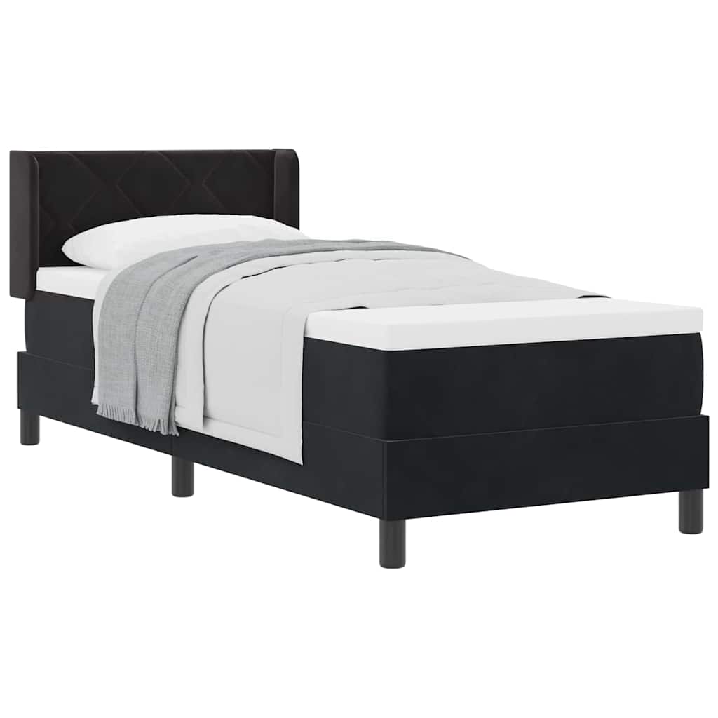 Lit à ressorts avec matelas noir 100x200 cm en velours Noir - XIOS