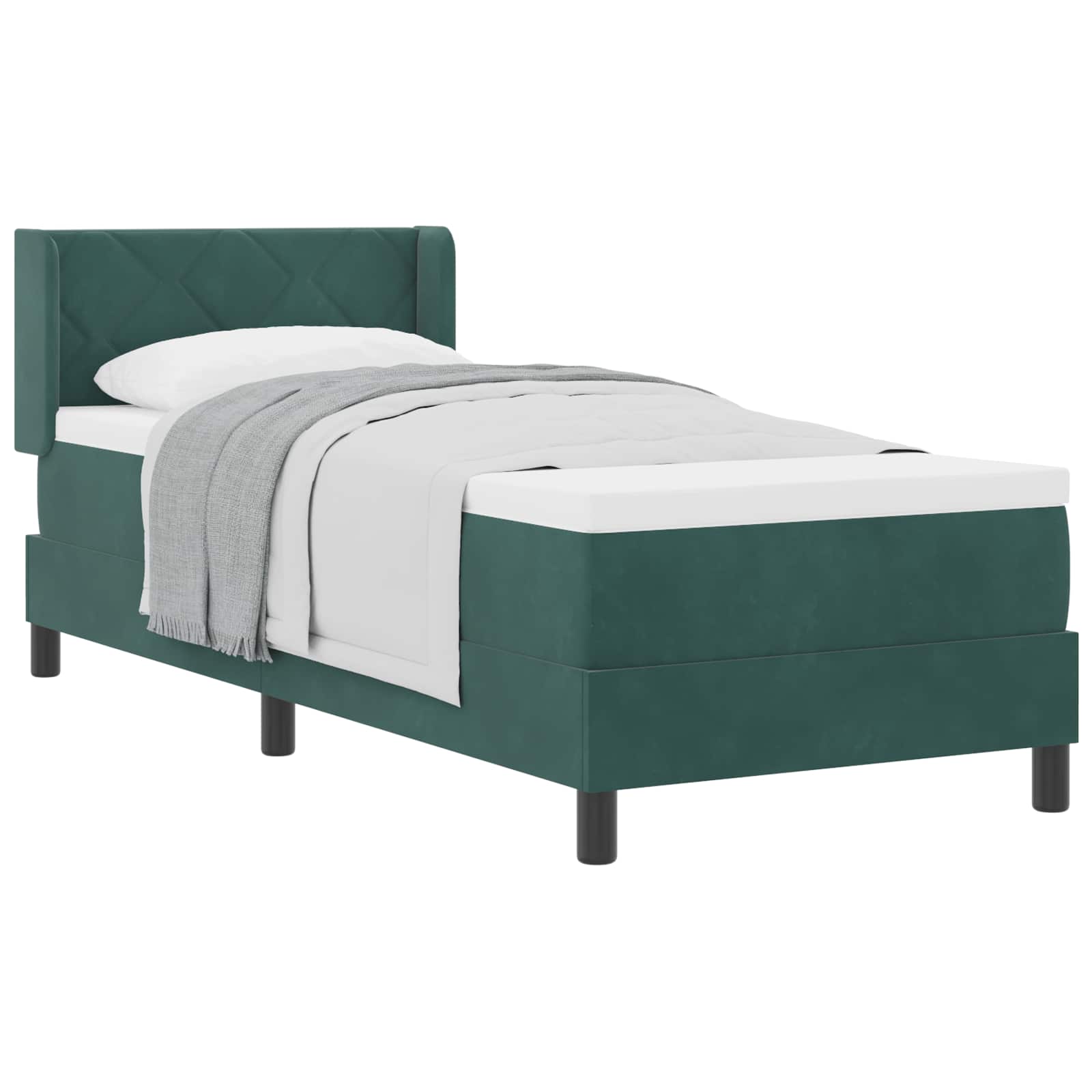 Lit à ressorts avec tête de lit Vert foncé 200 x 80 cm Velours - XIOS