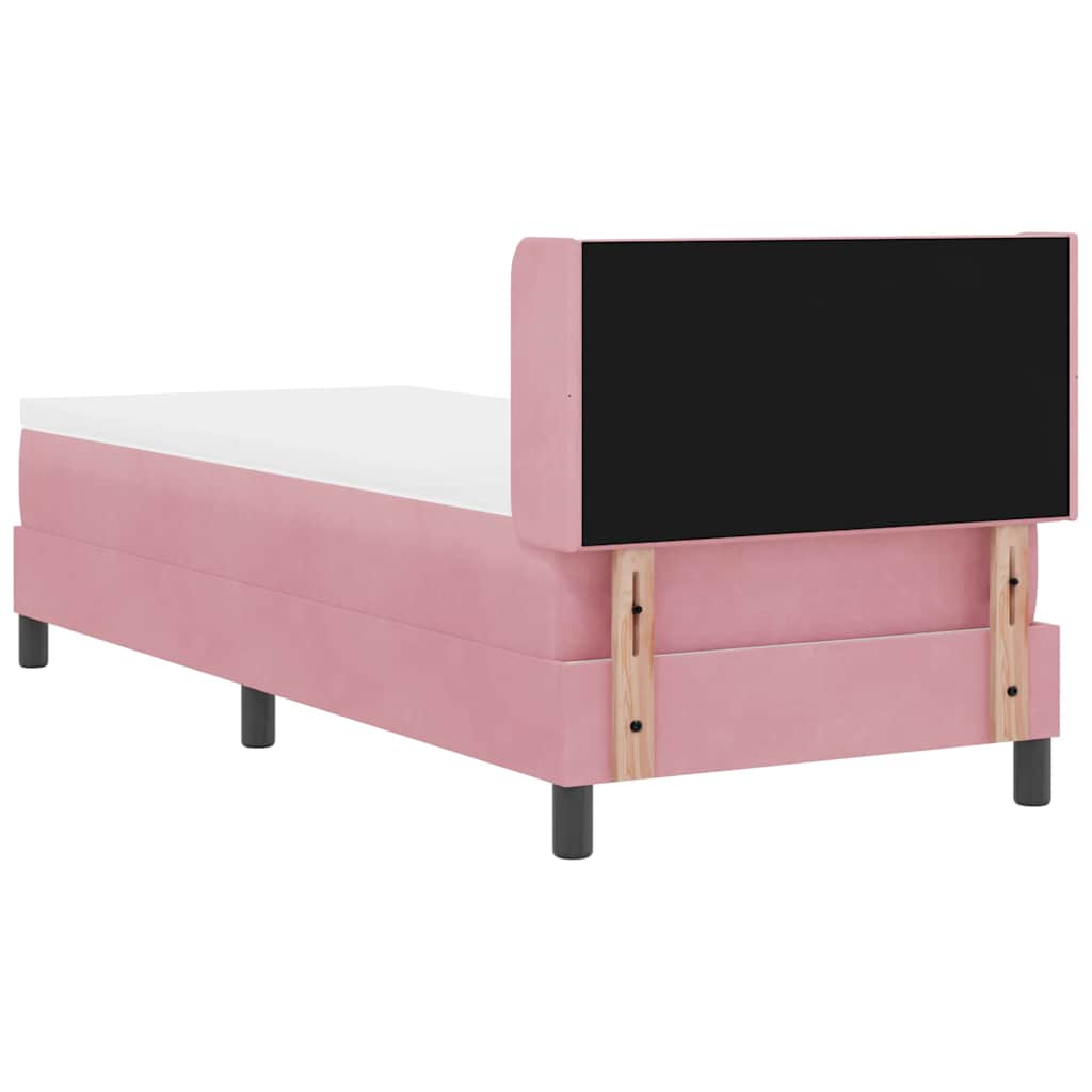 Lit à ressorts avec tête de lit Rose 200 x 80 cm Velours