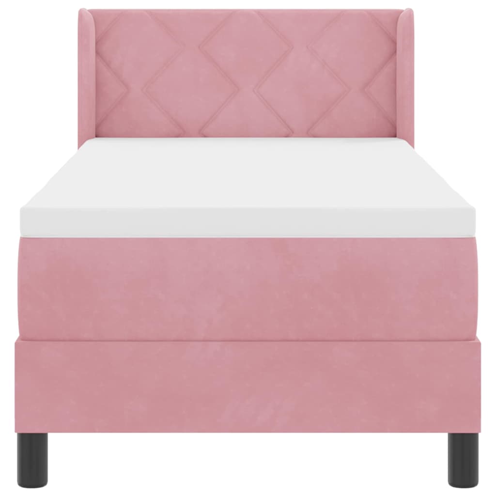 Lit à ressorts avec tête de lit Rose 200 x 80 cm Velours