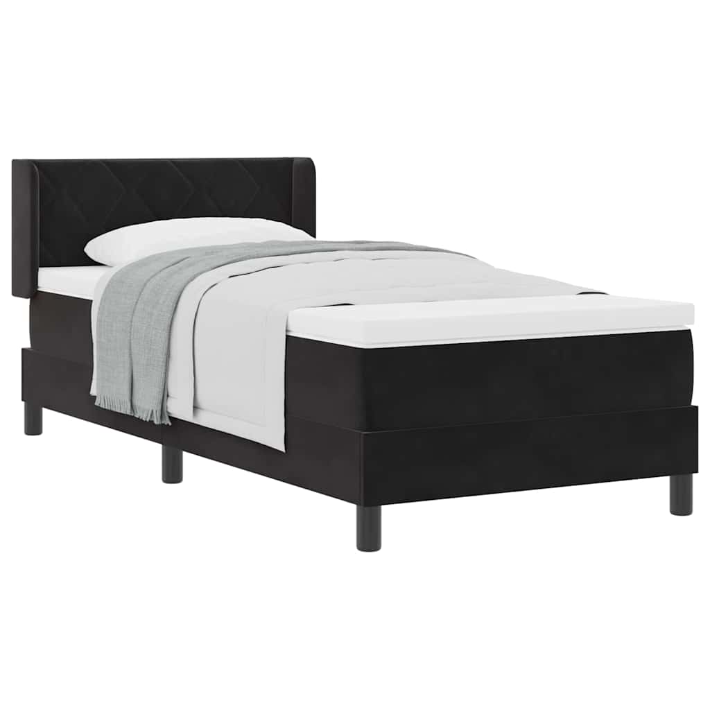 Lit à ressorts avec matelas noir 100x200 cm en velours Noir - XIOS