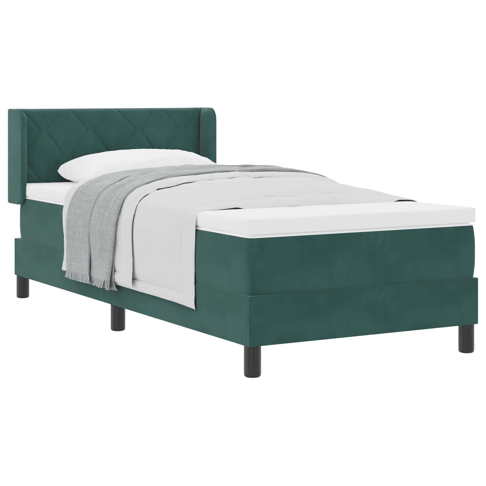 Lit à ressorts avec matelas Vert foncé 190 x 90 cm Polyester - XIOS