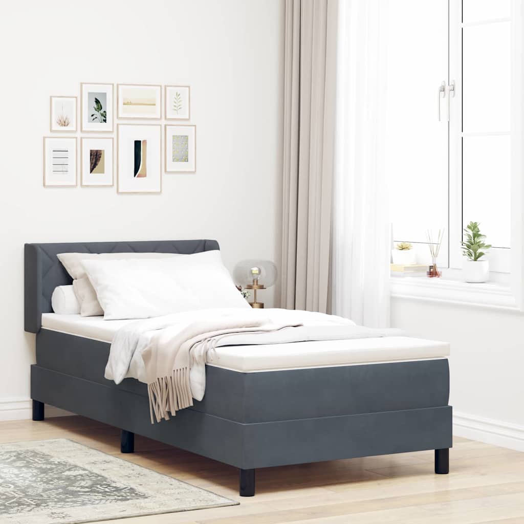 Lit à ressorts avec matelas Gris foncé 200 x 100 cm Polyester - XIOS