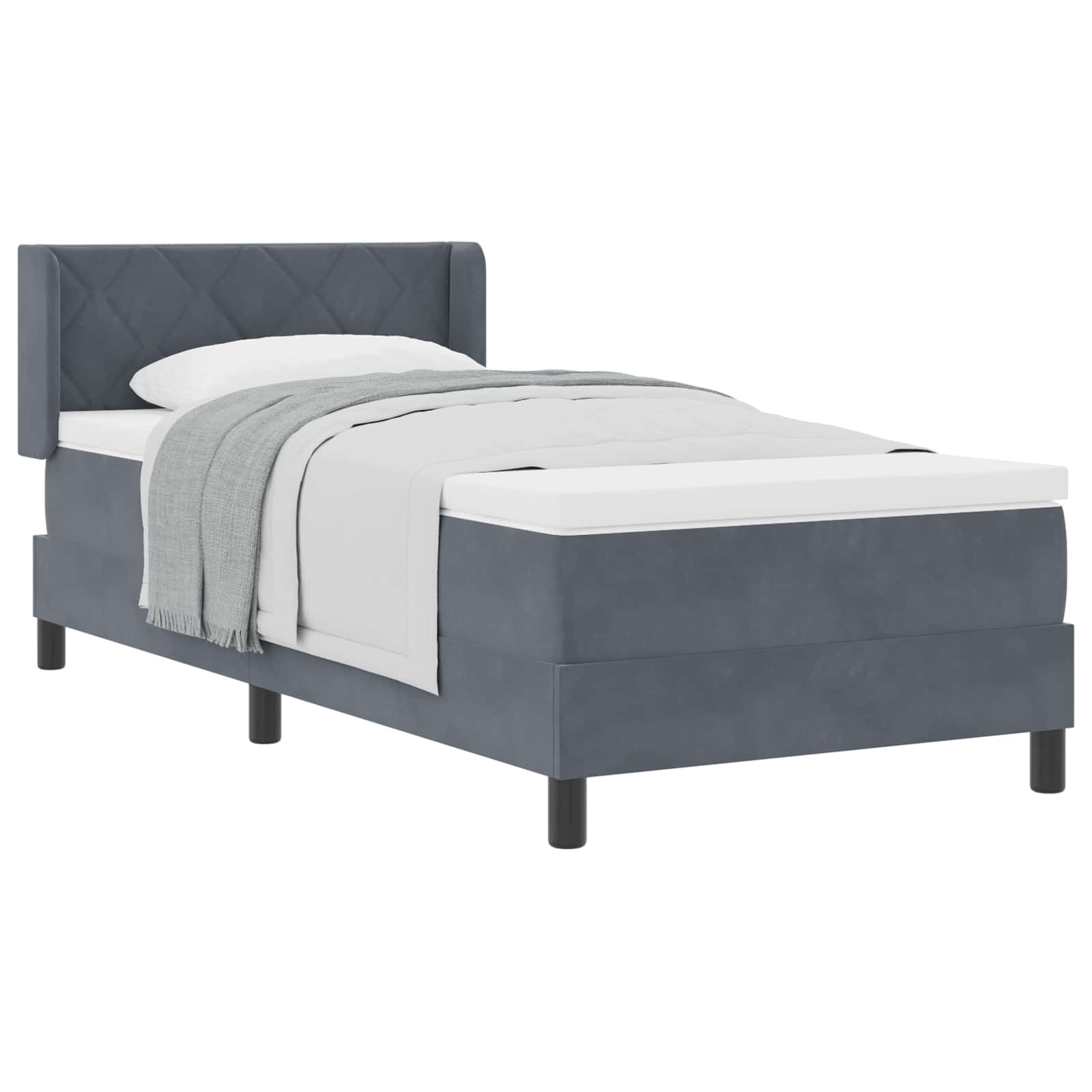 Lit à ressorts avec matelas Gris foncé 200 x 100 cm Polyester - XIOS