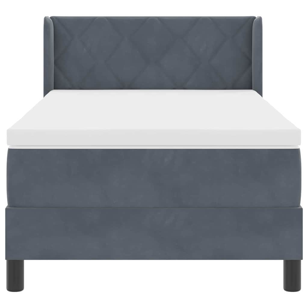 Lit à ressorts avec matelas Gris foncé 200 x 100 cm Polyester - XIOS