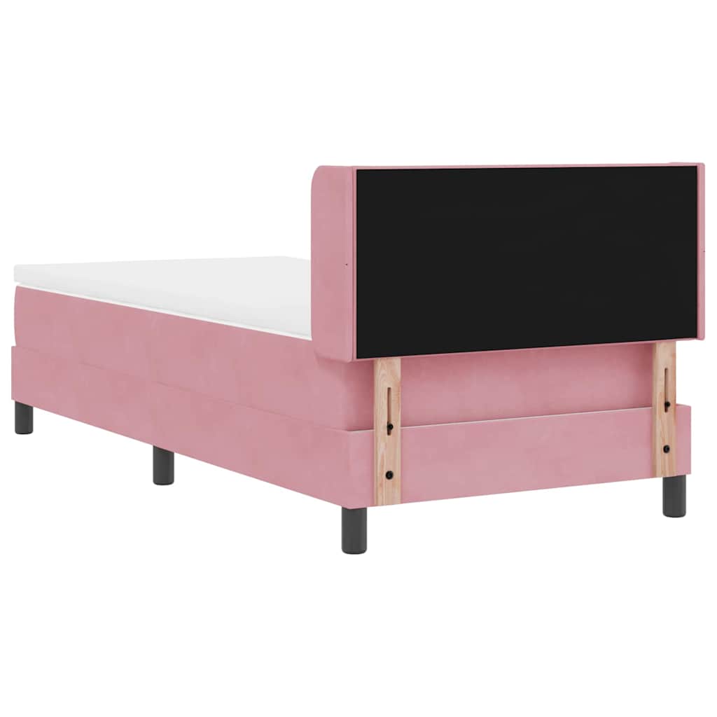 Lit à ressorts avec tête de lit Rose 200 x 100 cm Velours