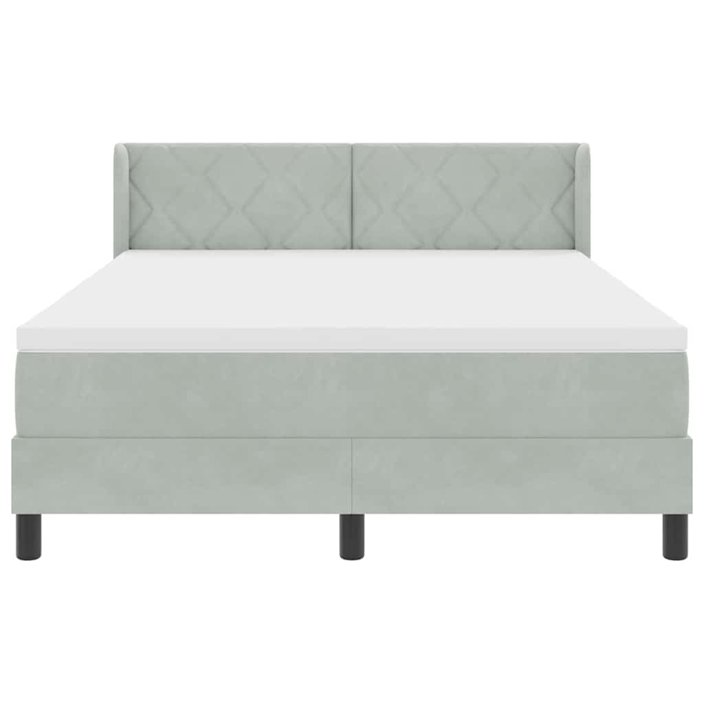 Lit à ressorts avec tête de lit Gris clair 200 x 160 cm Velours