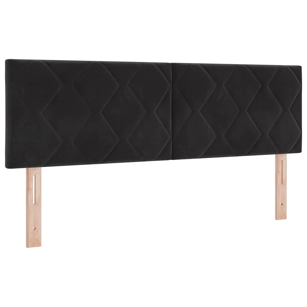 Lit à ressorts avec tête de lit Noir 200 x 160 cm Velours