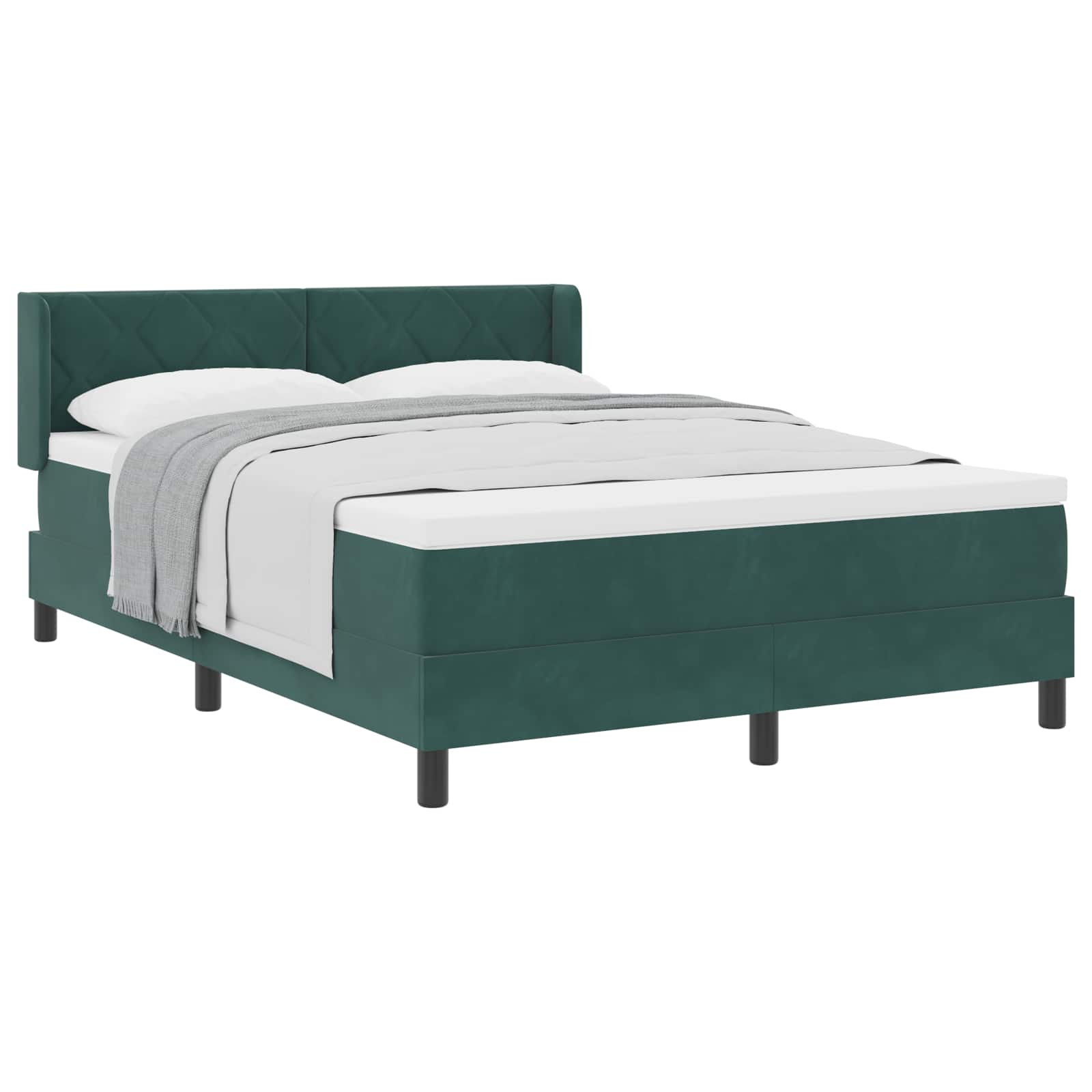 Lit à ressorts avec matelas Vert foncé 200 x 160 cm Polyester - XIOS