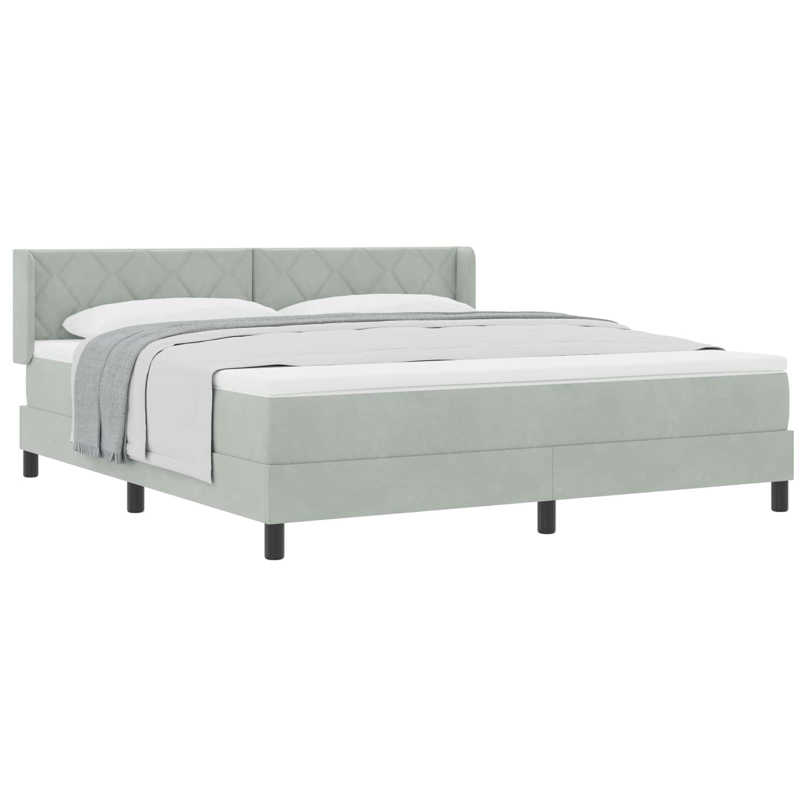 Lit à ressorts avec matelas Gris clair 200 x 180 cm Polyester - XIOS