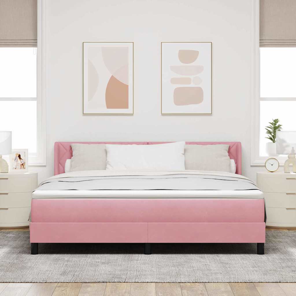 Lit à ressorts avec tête de lit Rose 200 x 180 cm Velours - XIOS