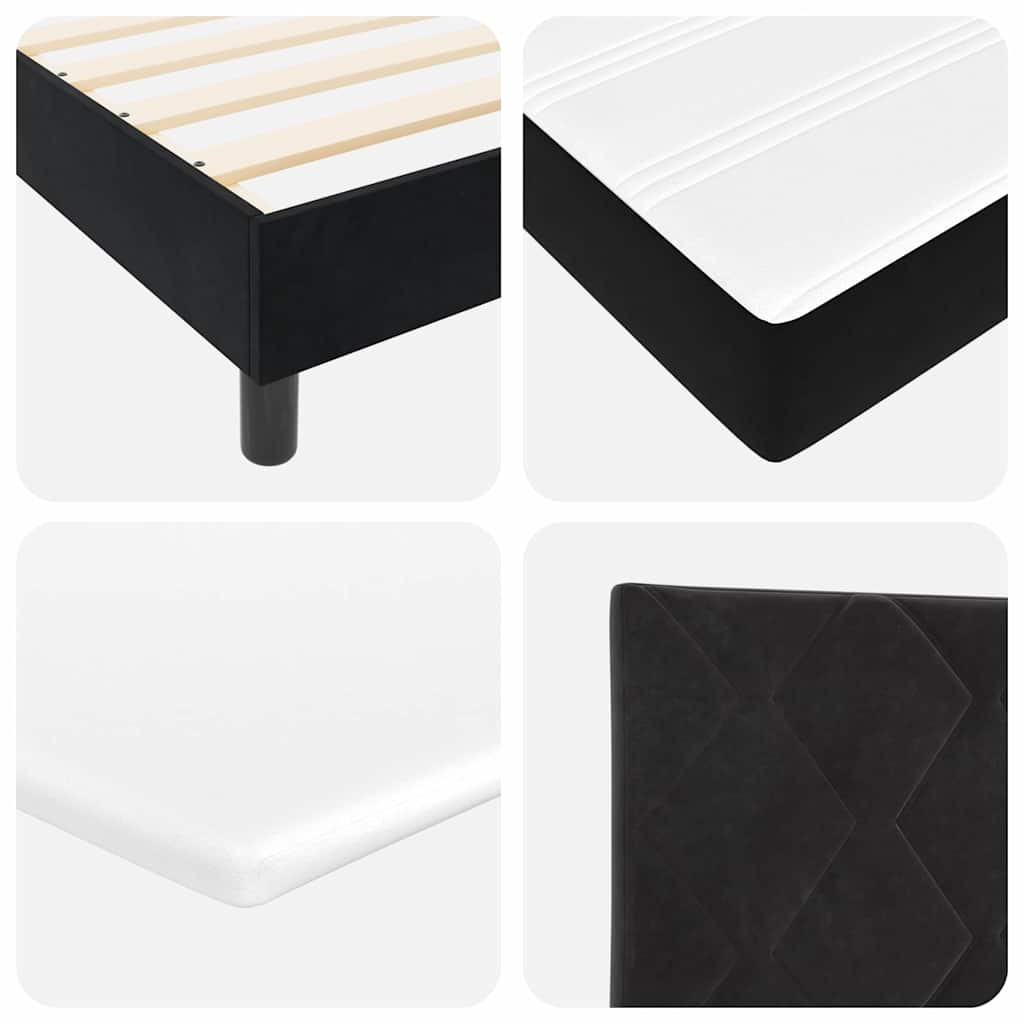 Lit à ressorts avec matelas noir 100x200 cm en velours Noir - XIOS