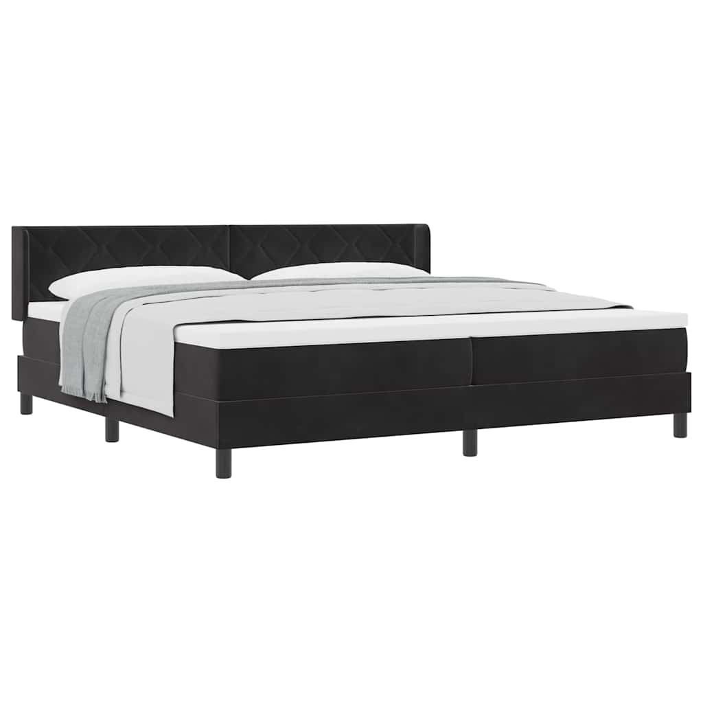 Lit à ressorts avec matelas noir 100x200 cm en velours Noir - XIOS