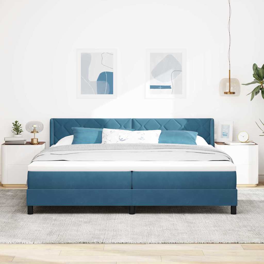 Lit à ressorts avec matelas noir 100x200 cm en velours