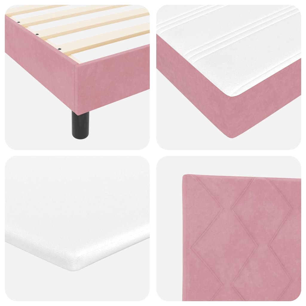 Lit à ressorts avec matelas noir 100x200 cm en velours Rose - XIOS