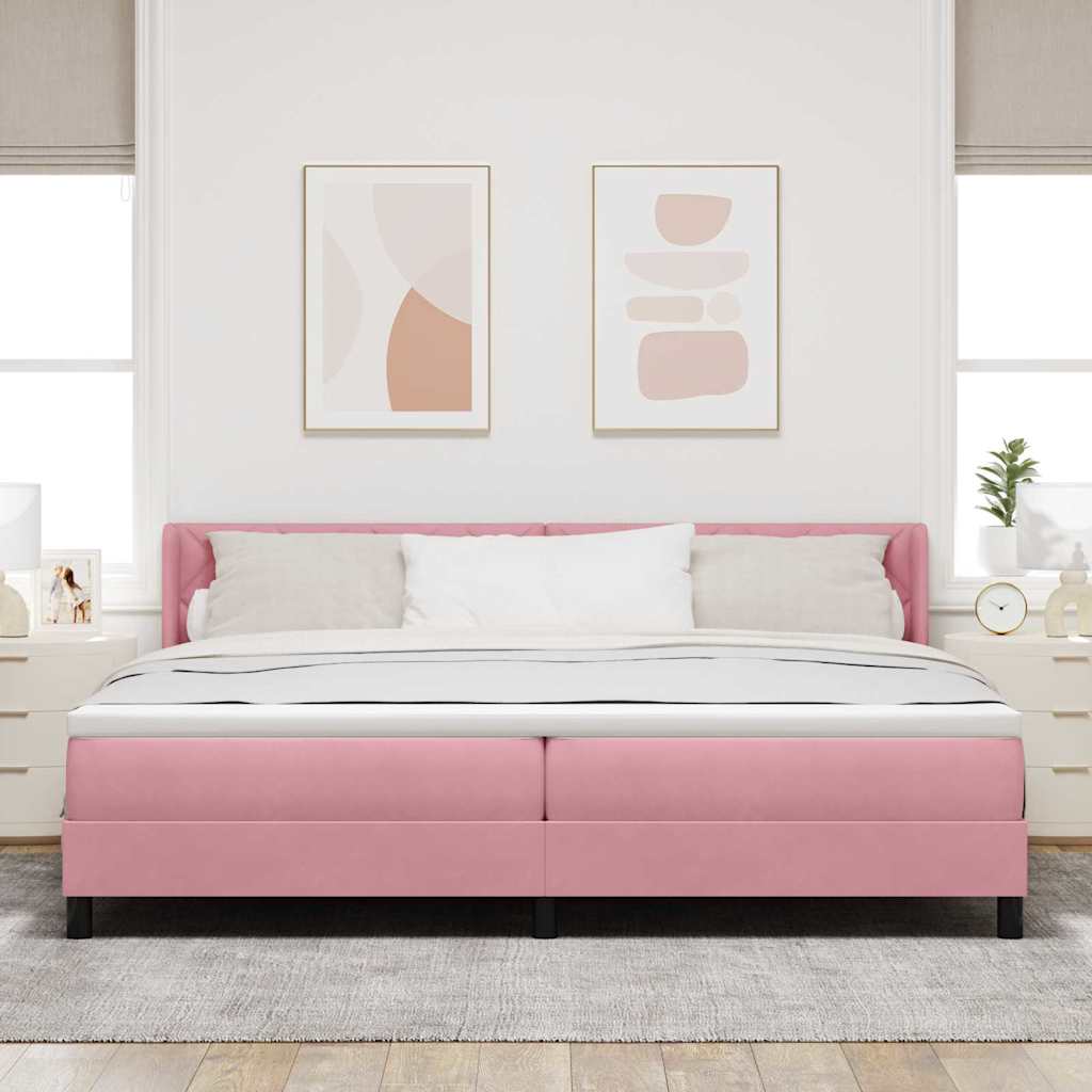 Lit à ressorts avec matelas noir 100x200 cm en velours Rose - XIOS