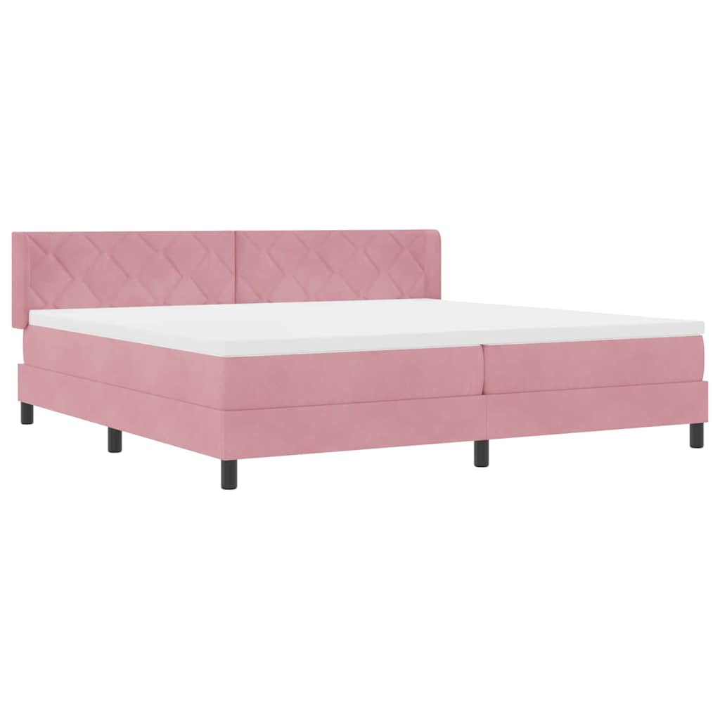 Lit à ressorts avec matelas noir 100x200 cm en velours Rose - XIOS
