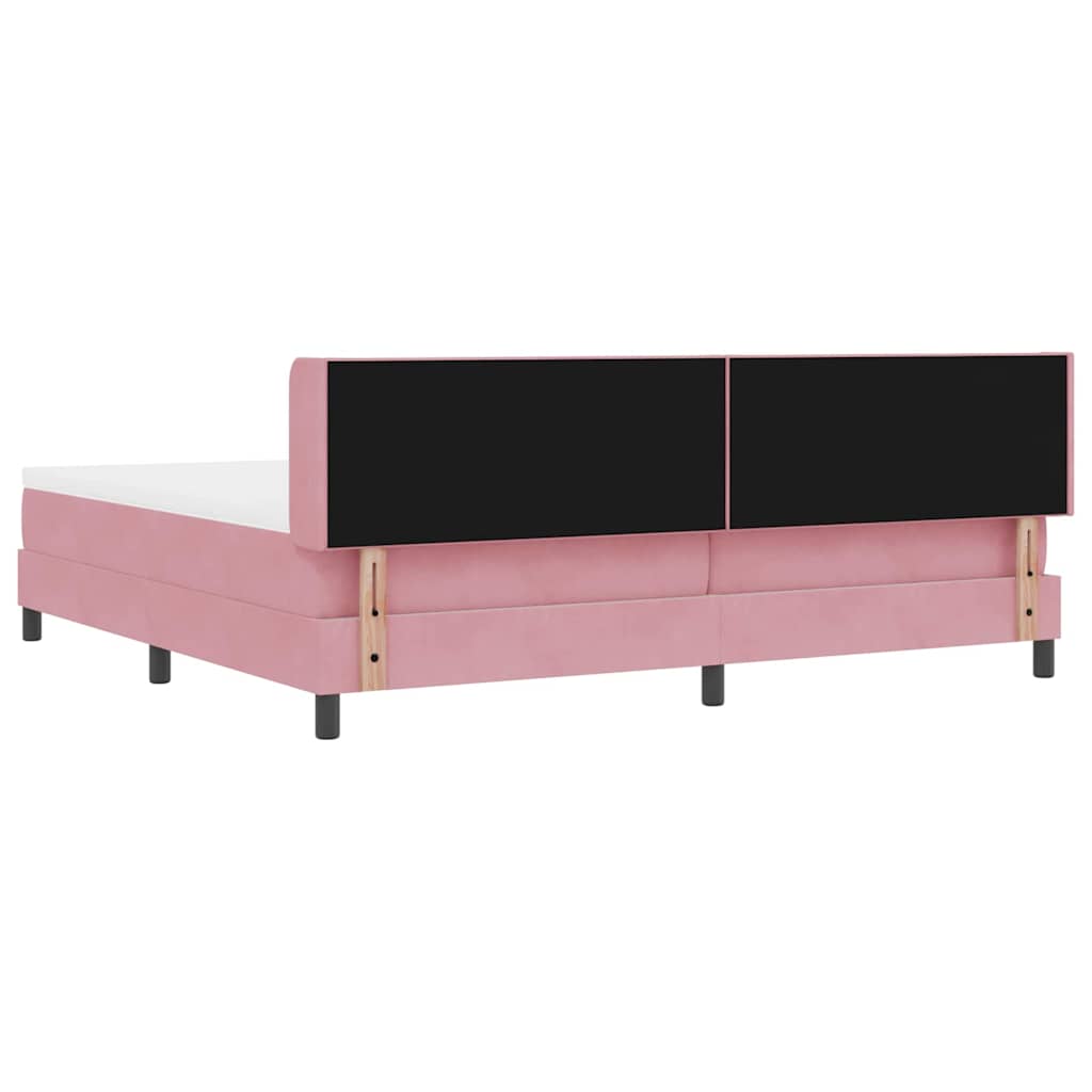 Lit à ressorts avec matelas noir 100x200 cm en velours Rose - XIOS