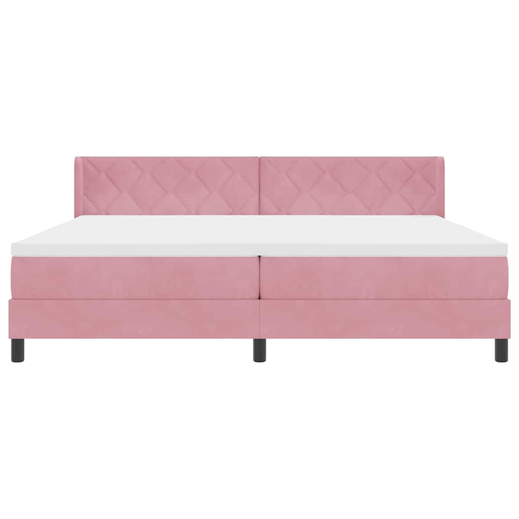 Lit à ressorts avec matelas noir 100x200 cm en velours Rose - XIOS