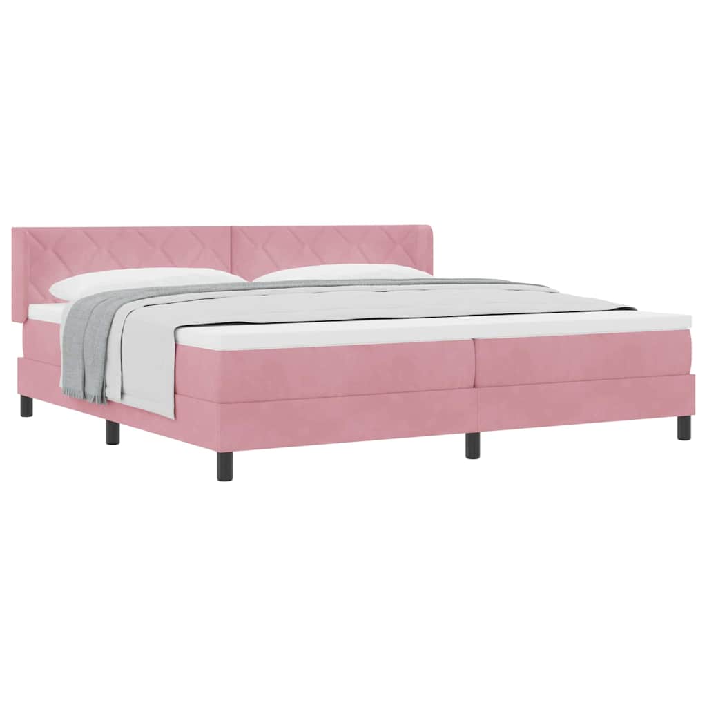 Lit à ressorts avec matelas noir 100x200 cm en velours Rose - XIOS