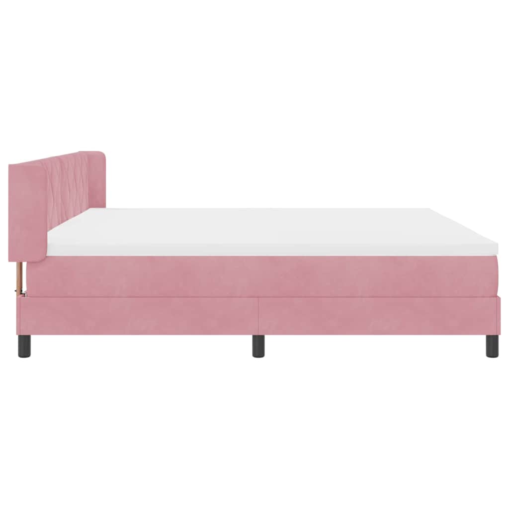 Lit à ressorts avec matelas noir 100x200 cm en velours Rose - XIOS