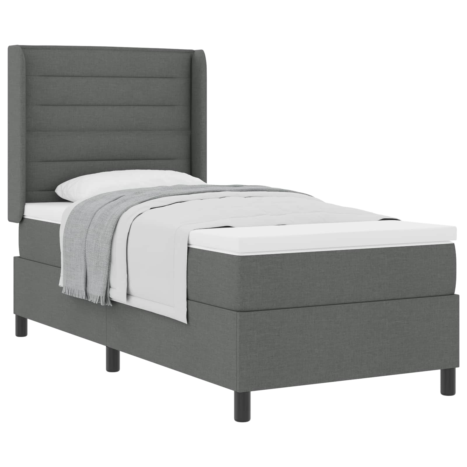 Lit à ressorts avec matelas Gris foncé 80 x 200 cm tissu - XIOS
