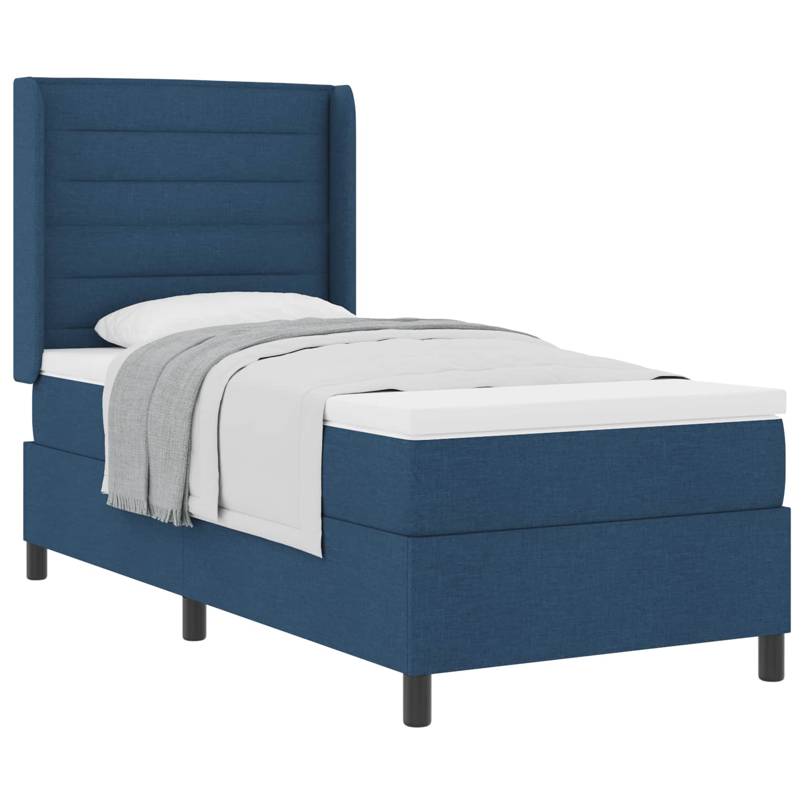 Lit à ressorts avec matelas Bleu 200 x 80 cm tissu - XIOS